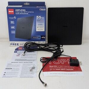 RCA HDTV Amplified Indoor Antenna For Free HDTV Flat Multi-Directional 55 Mile
